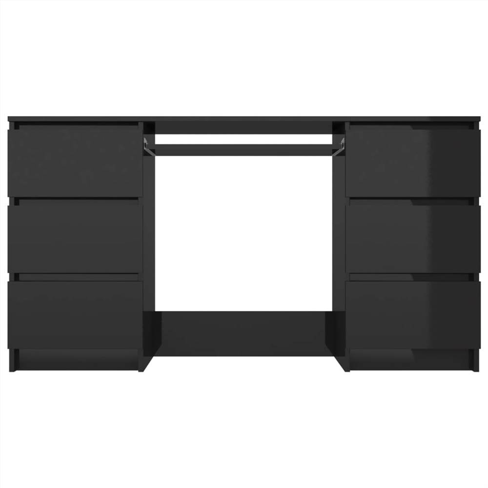 Writing Desk High Gloss Black 140x50x77 cm Chipboard