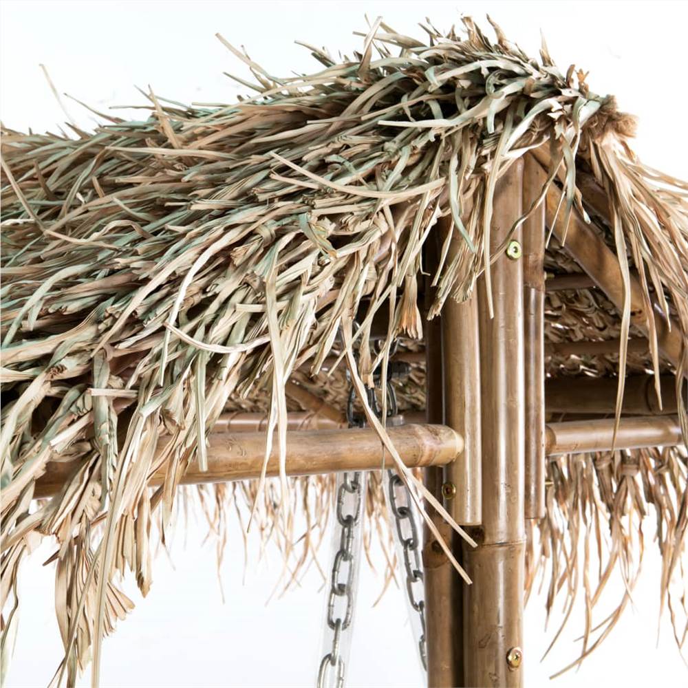 2-Seater Swing Bench with Palm Leaves Bamboo 202 cm
