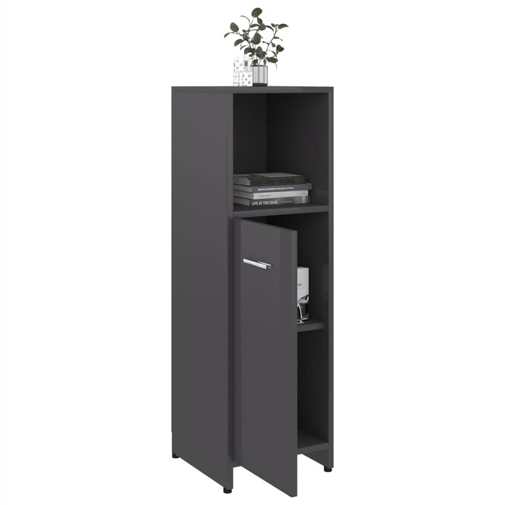 4 Piece Bathroom Furniture Set High Gloss Grey Chipboard