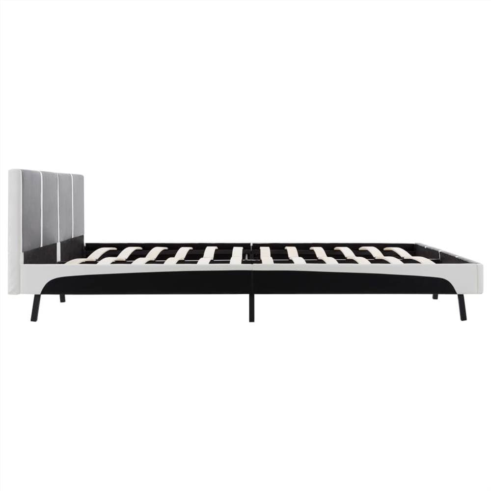 Bed Frame Black and White Faux Leather 150x200 cm
