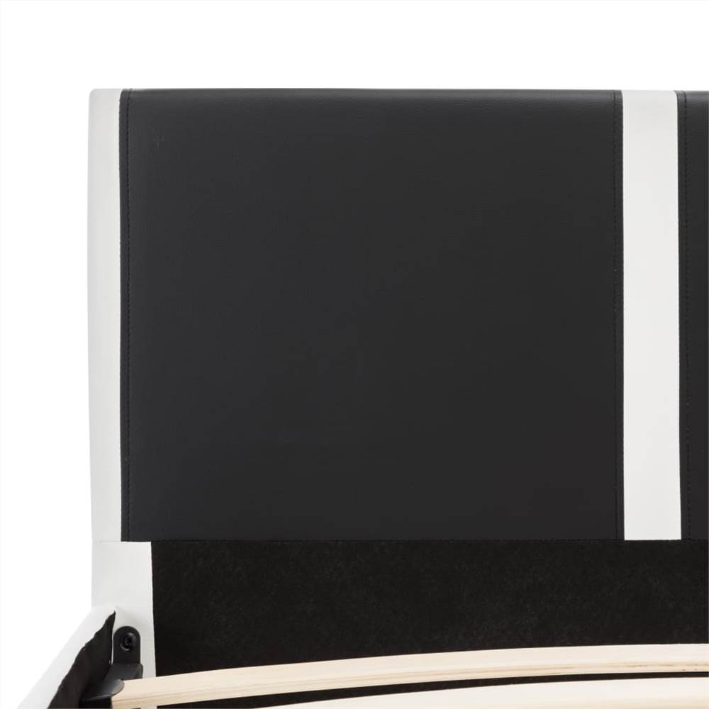 Bed Frame Black and White Faux Leather 150x200 cm