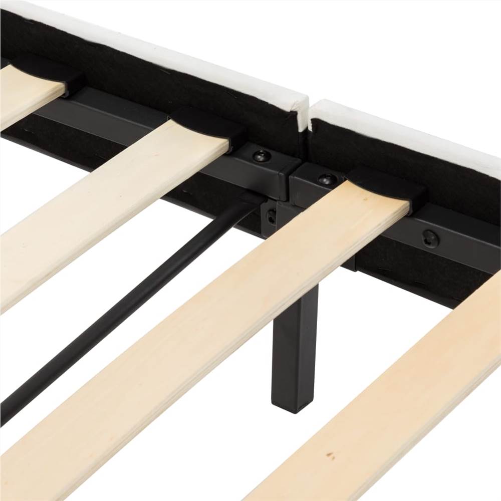 Bed Frame Black and White Faux Leather 150x200 cm