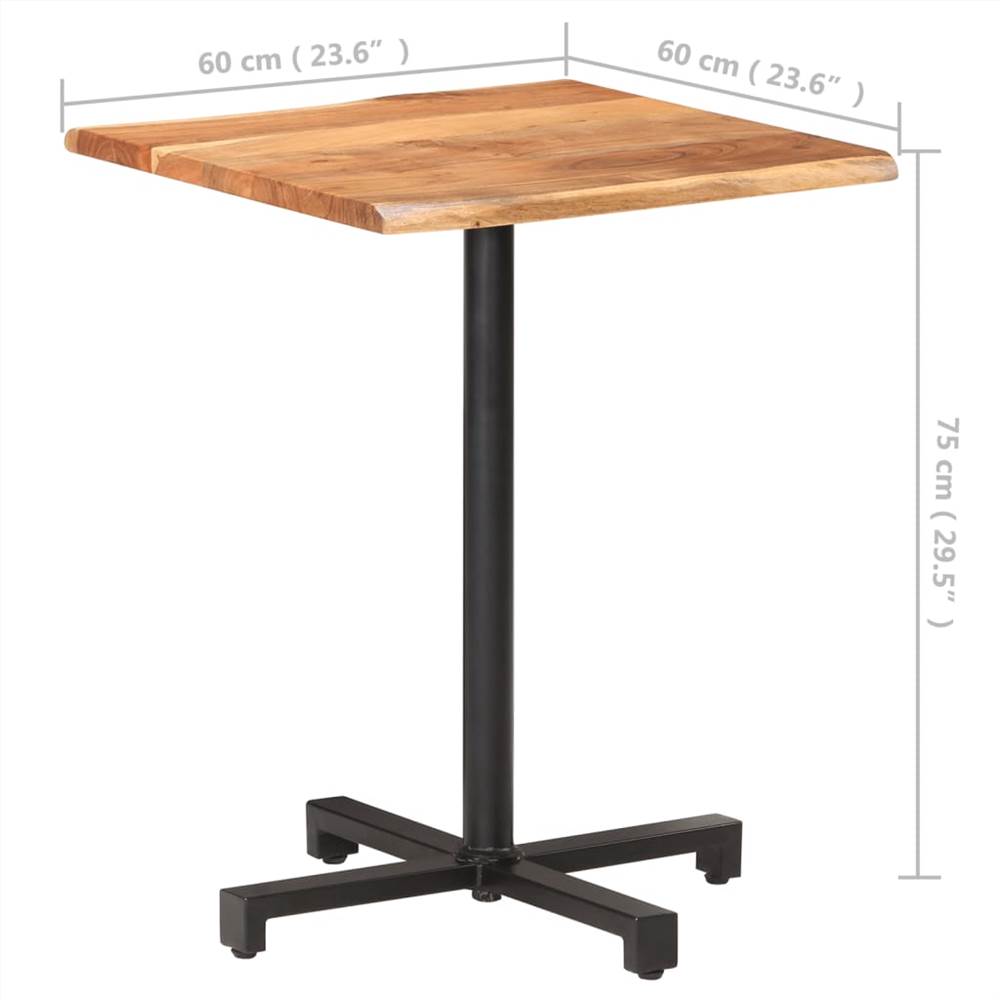 Bistro Table with Live Edges 60x60x75 cm Solid Acacia Wood