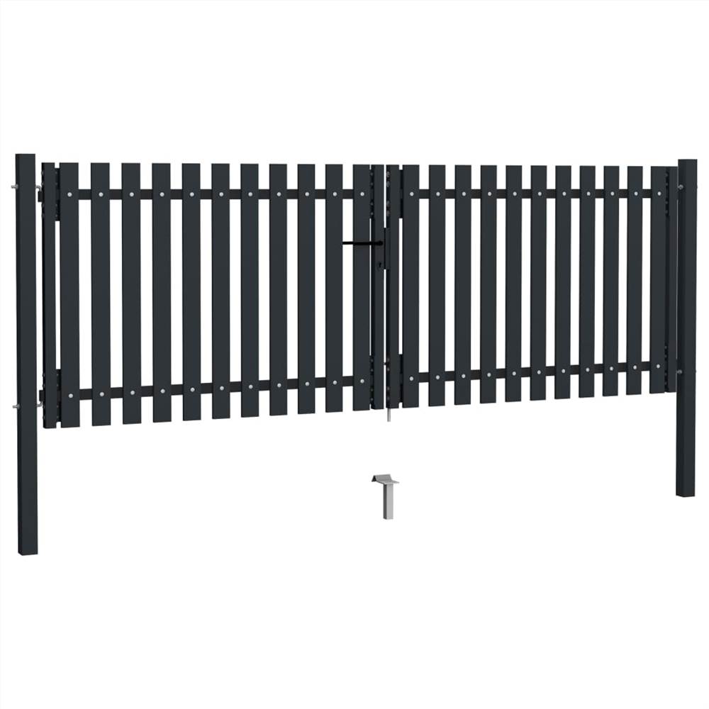 Double Door Fence Gate Steel 306x125 cm Anthracite