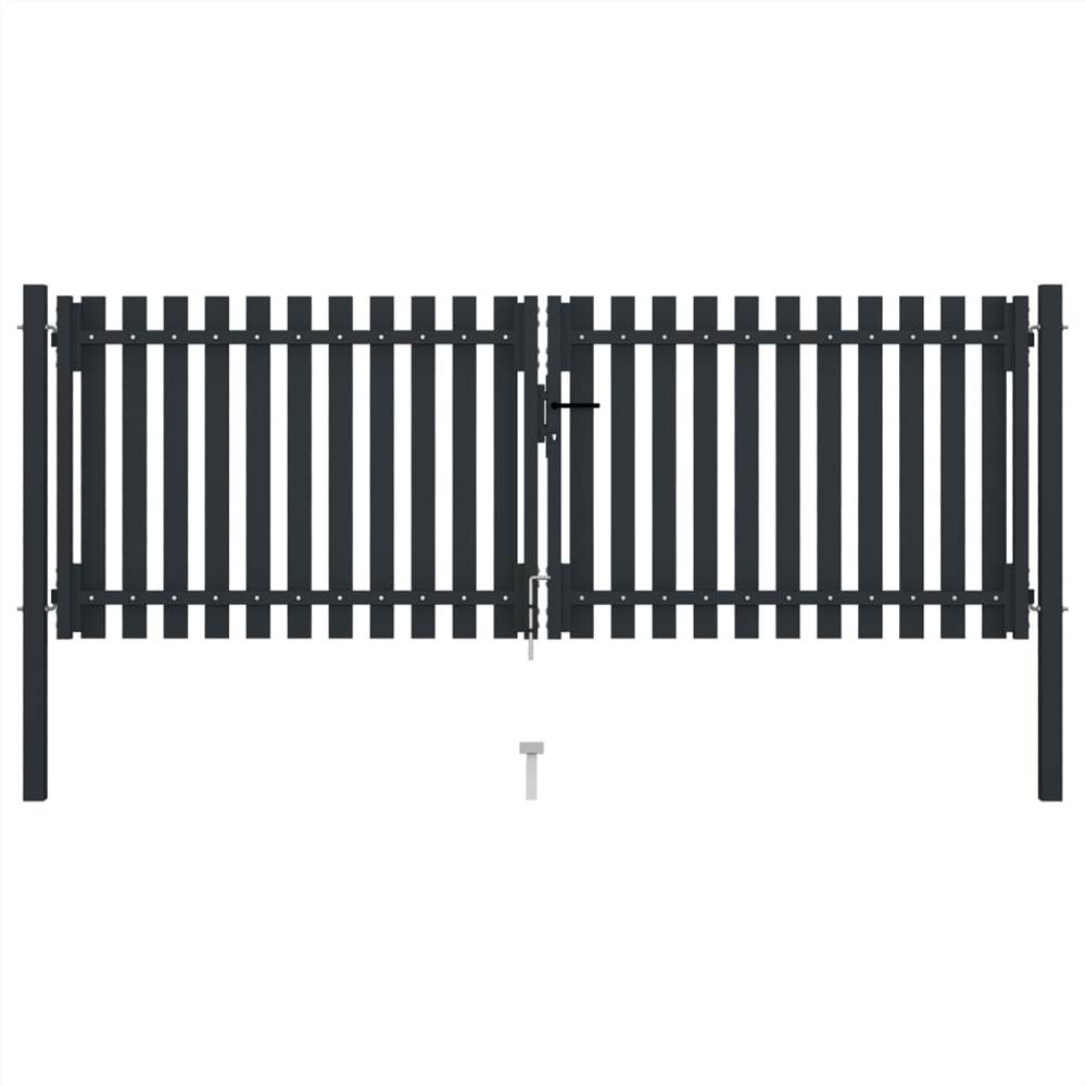 Double Door Fence Gate Steel 306x125 cm Anthracite