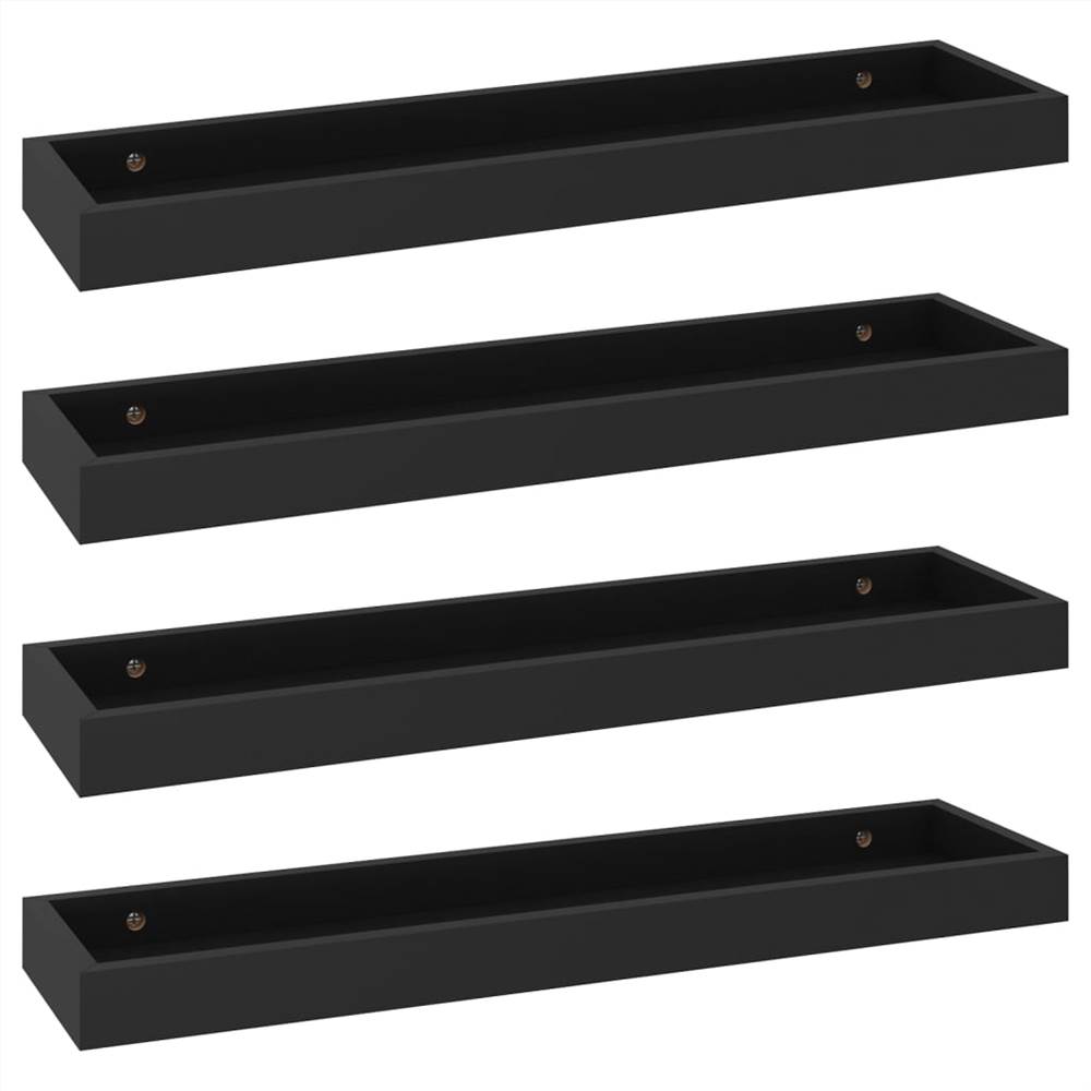 Loggia Wall Shelves 4 pcs Black 60x15x4 cm MDF