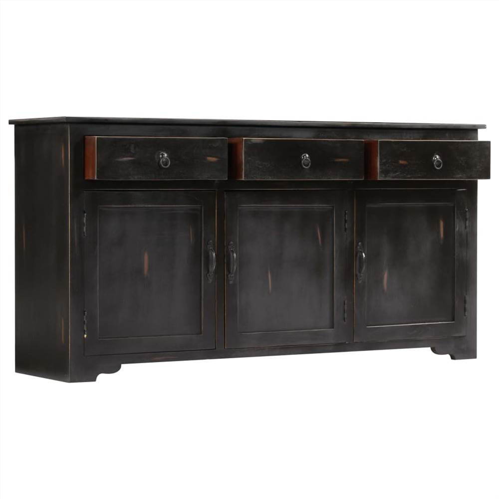 Sideboard Black 160x40x80 cm Solid Mango Wood