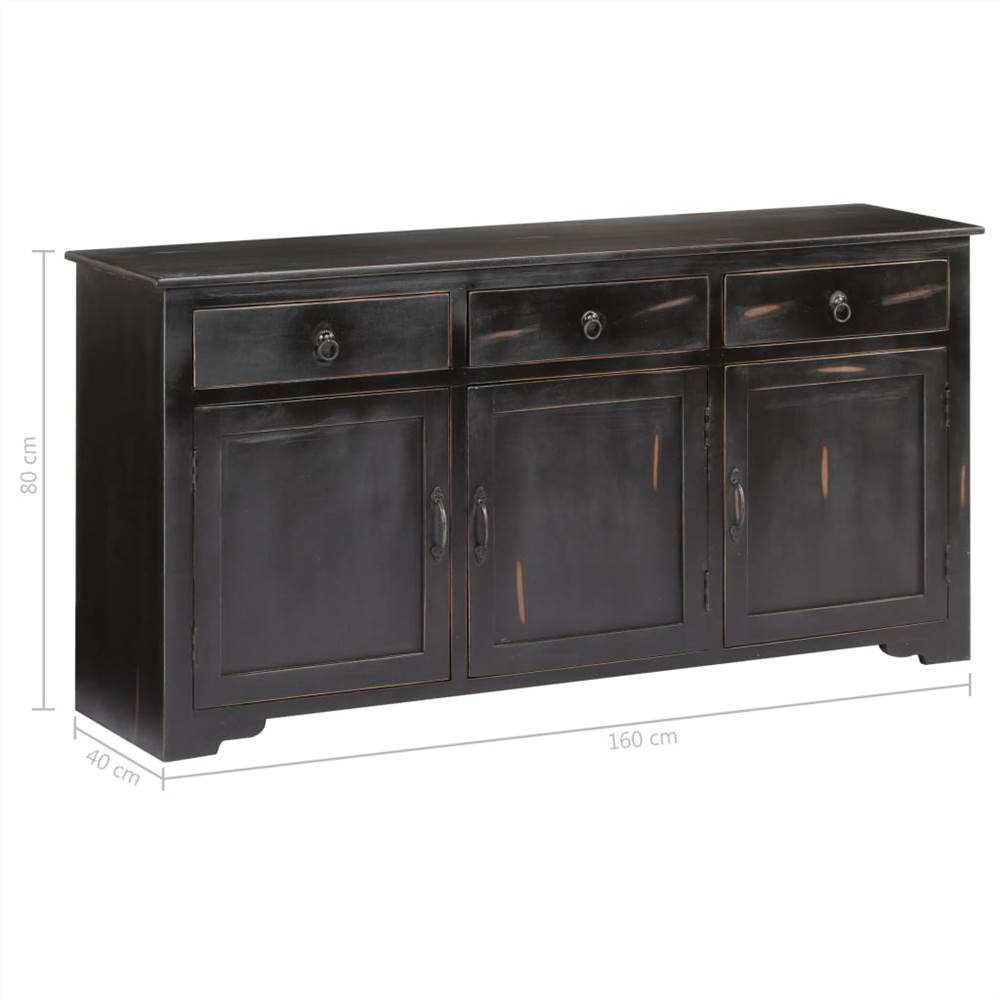 Sideboard Black 160x40x80 cm Solid Mango Wood