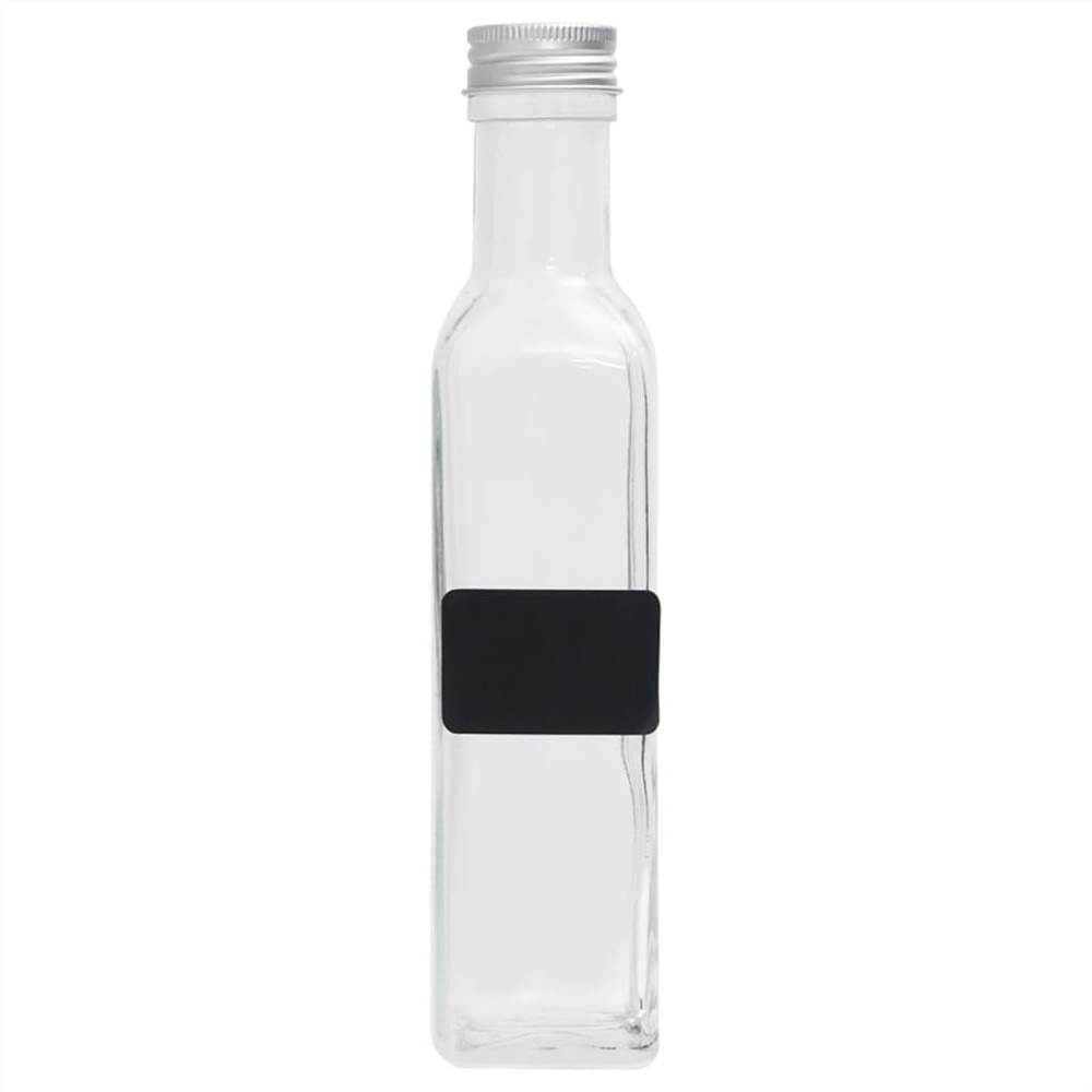 150707 Glass Bottles with Screw Cap 12 pcs Square 250 ml