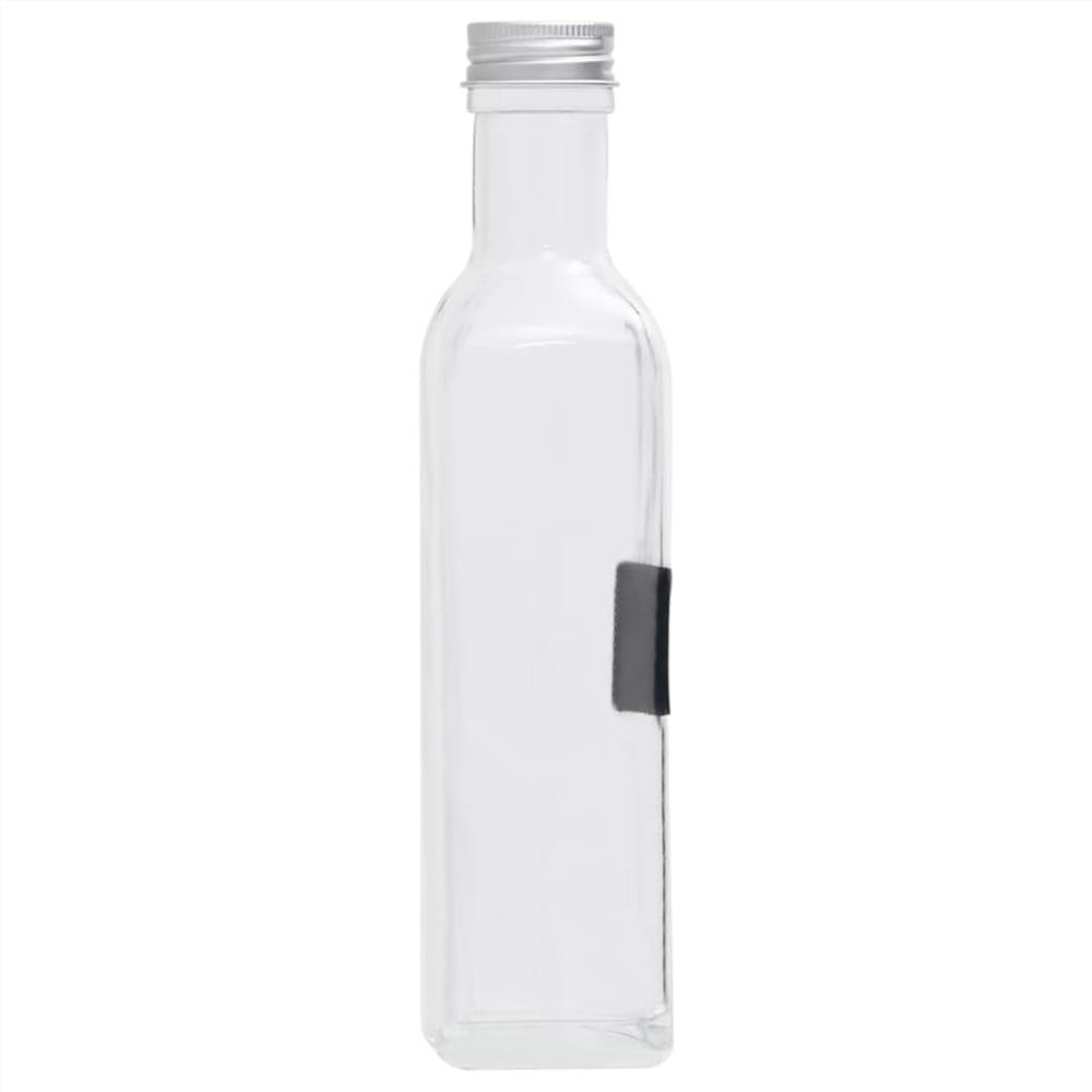 150707 Glass Bottles with Screw Cap 12 pcs Square 250 ml