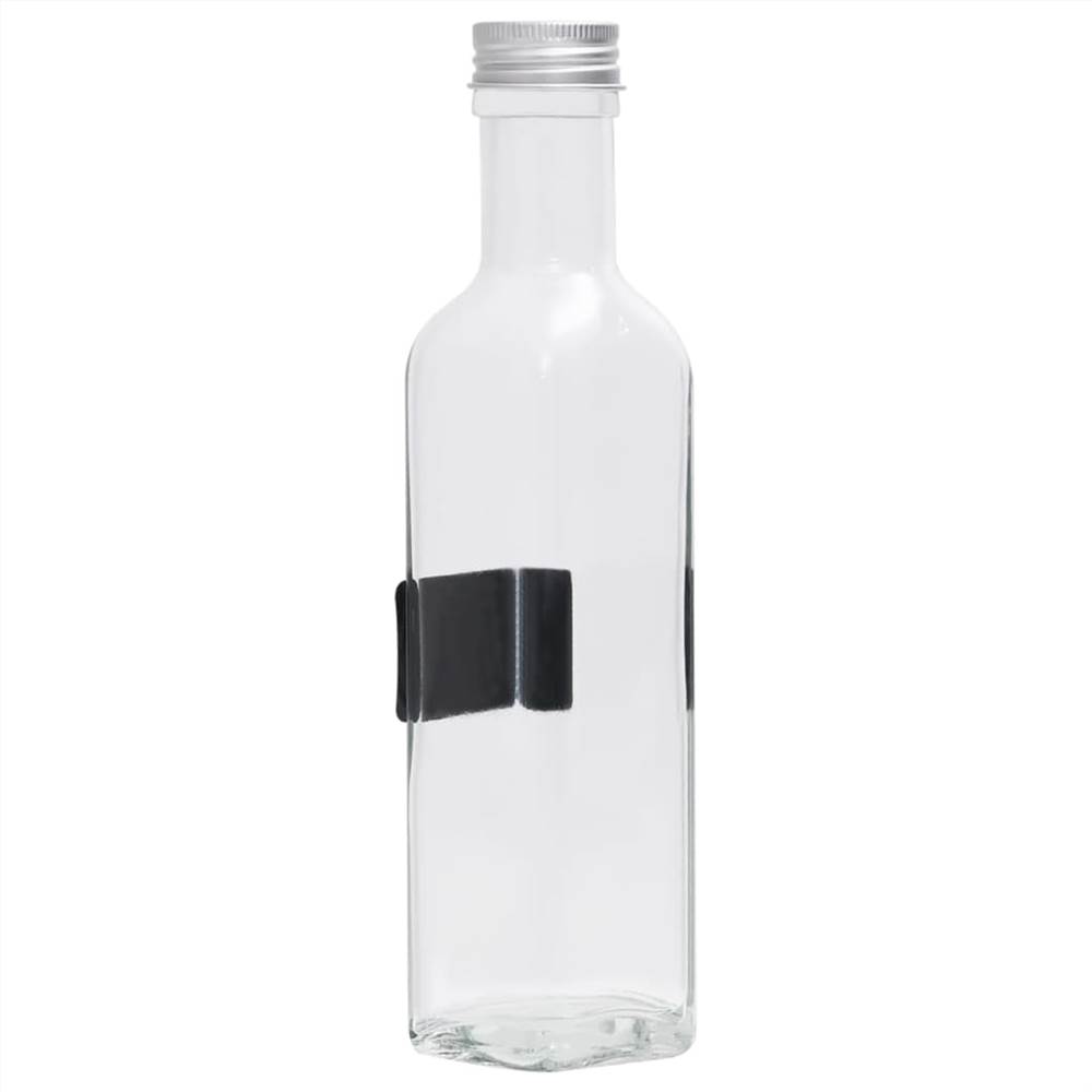 150707 Glass Bottles with Screw Cap 12 pcs Square 250 ml