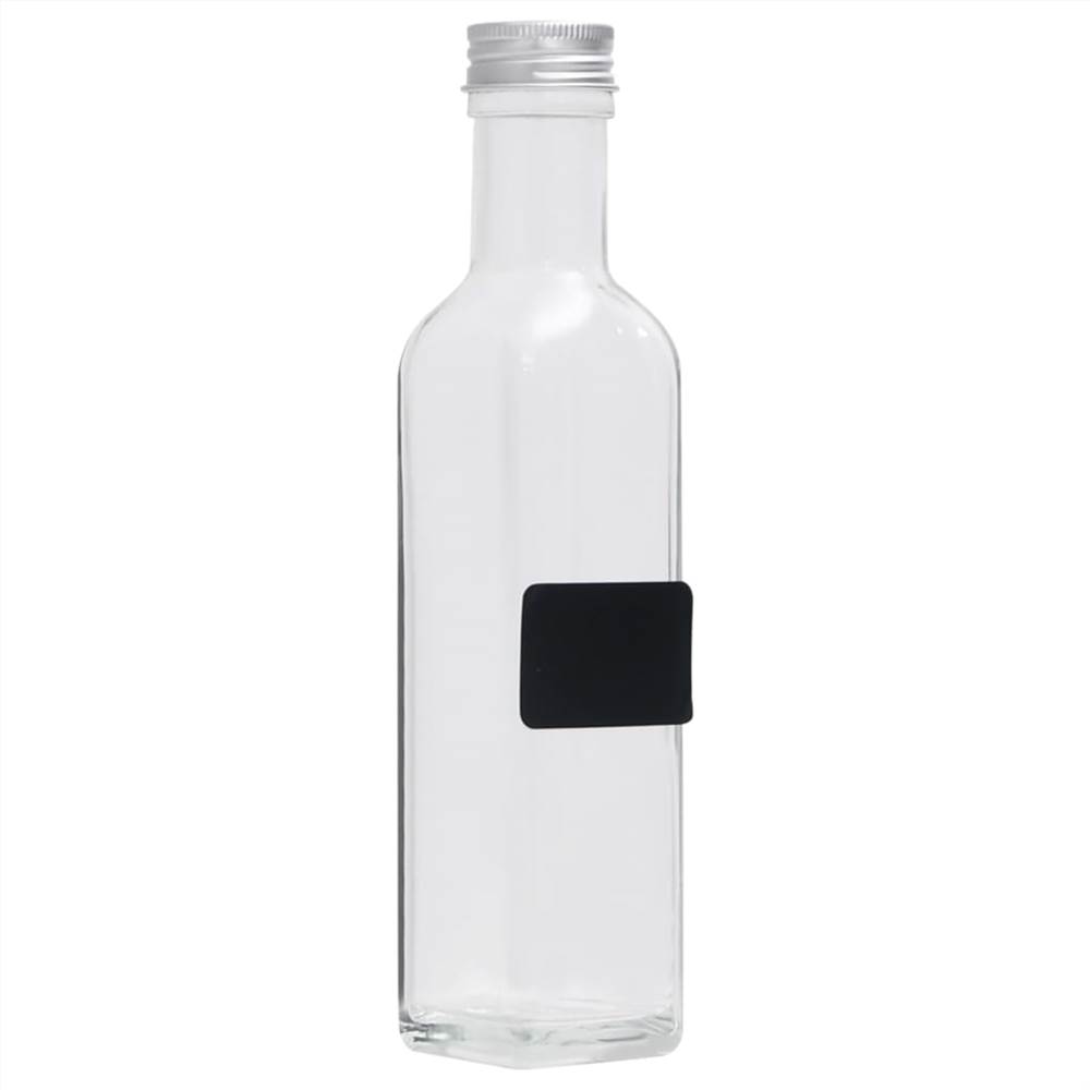 150708 Glass Bottles with Screw Cap 20 pcs Square 250 ml