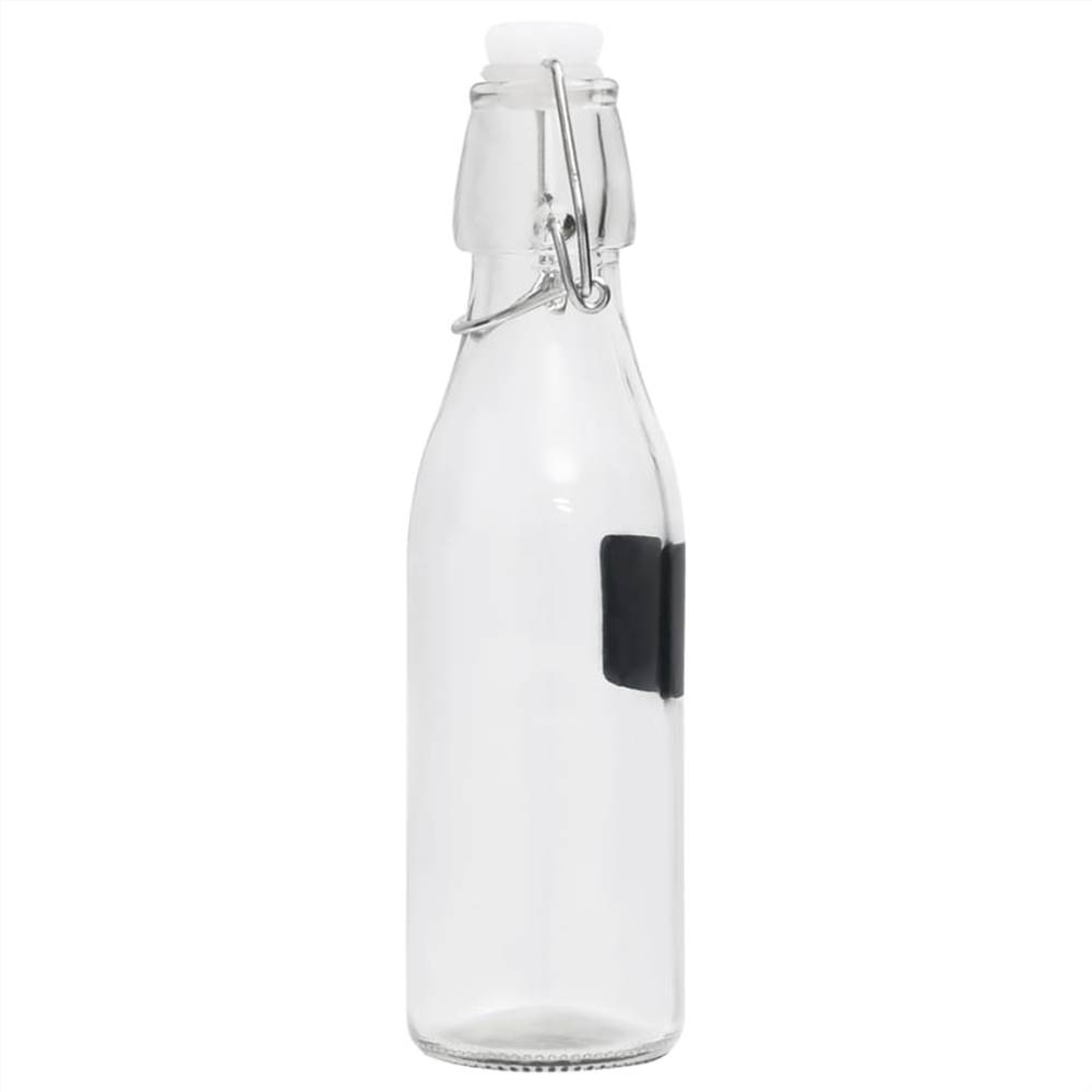 150709 Glass Bottles with Clip Closure 6 pcs Round 250 ml