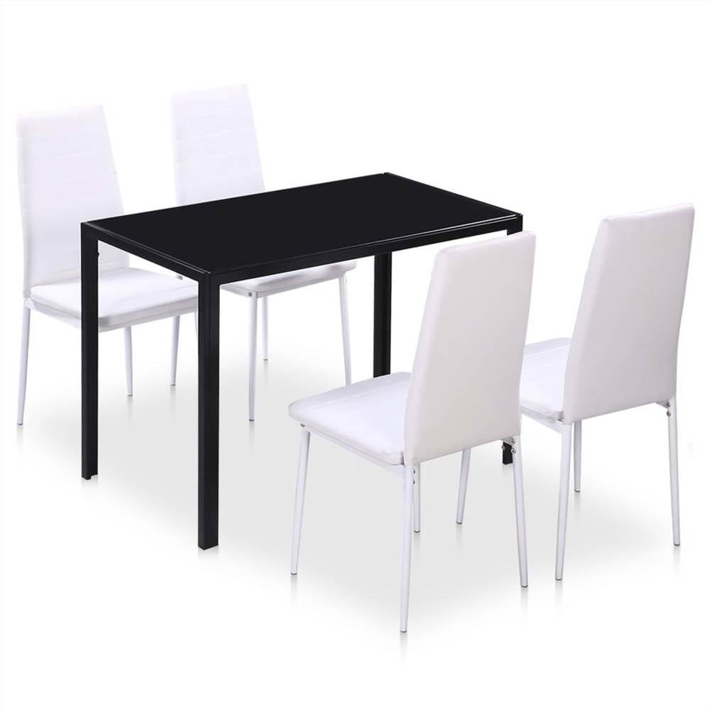 5 Piece Dining Table Set Black and White