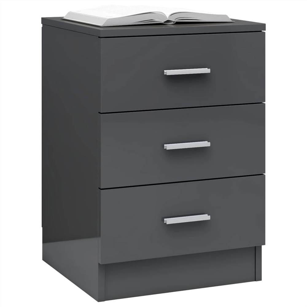 Bedside Cabinets 2 pcs High Gloss Grey 38x35x56 cm Chipboard
