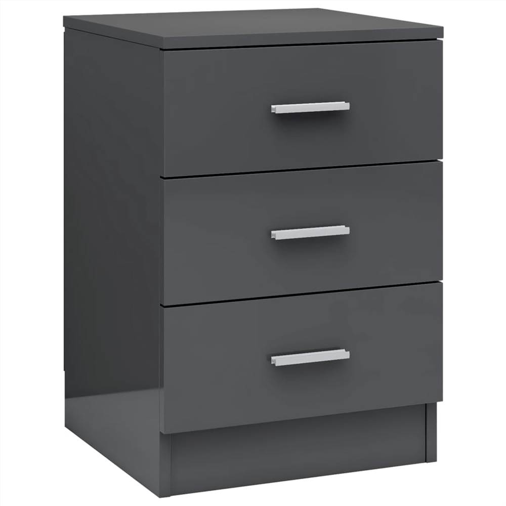 Bedside Cabinets 2 pcs High Gloss Grey 38x35x56 cm Chipboard