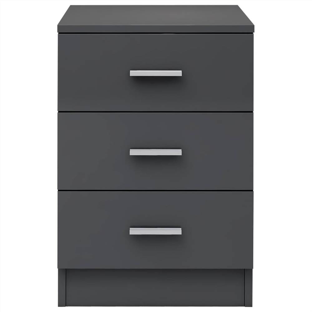 Bedside Cabinets 2 pcs High Gloss Grey 38x35x56 cm Chipboard