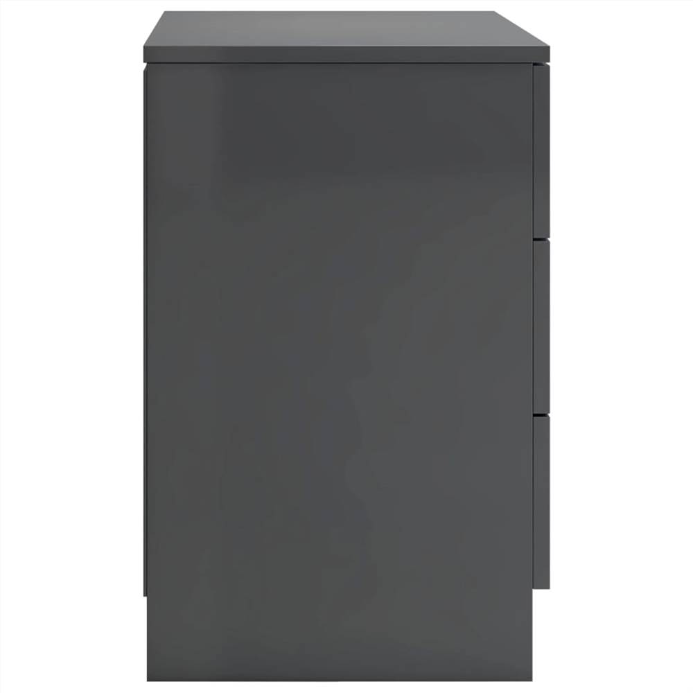 Bedside Cabinets 2 pcs High Gloss Grey 38x35x56 cm Chipboard