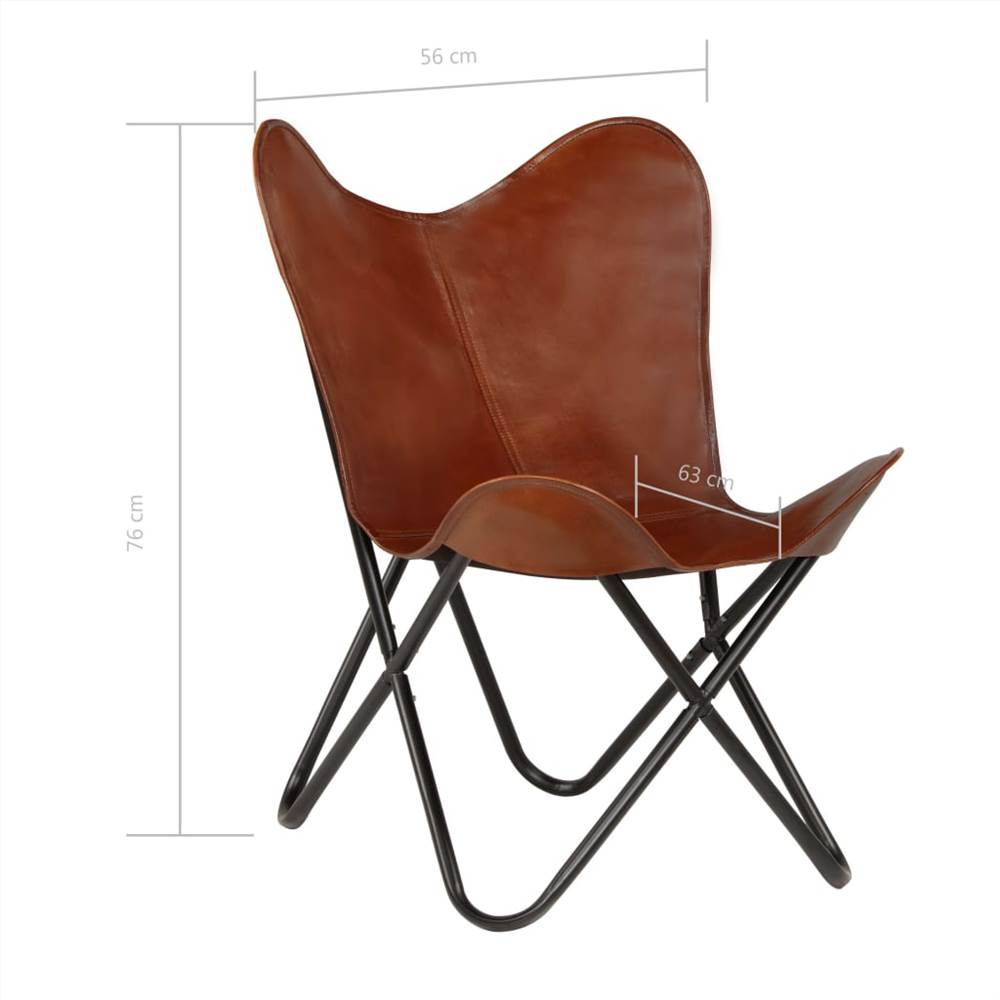 Butterfly Chairs 6 pcs Brown Kids Size Real Leather