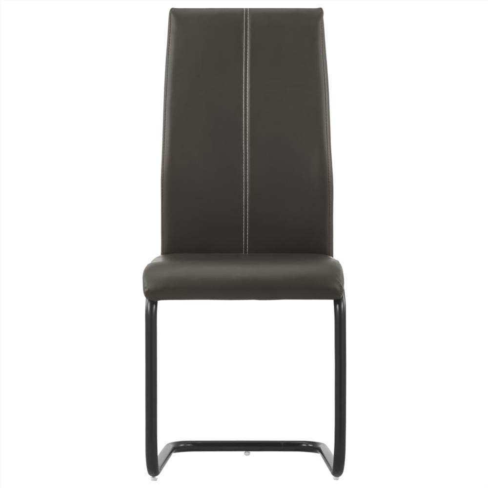 Cantilever Dining Chairs 6 pcs Brown Faux Leather
