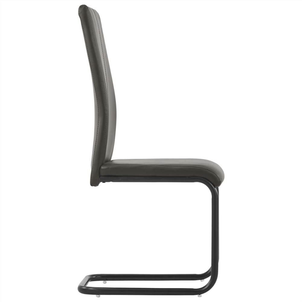 Cantilever Dining Chairs 6 pcs Brown Faux Leather