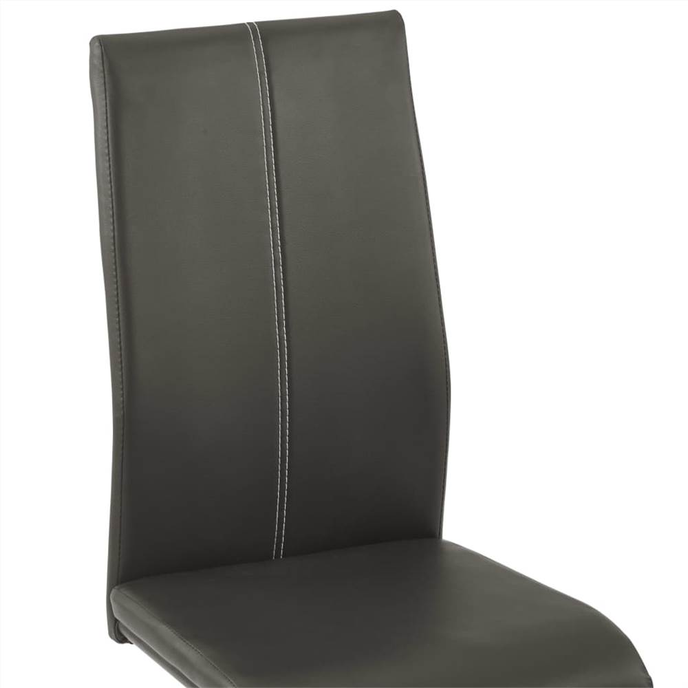 Cantilever Dining Chairs 6 pcs Brown Faux Leather