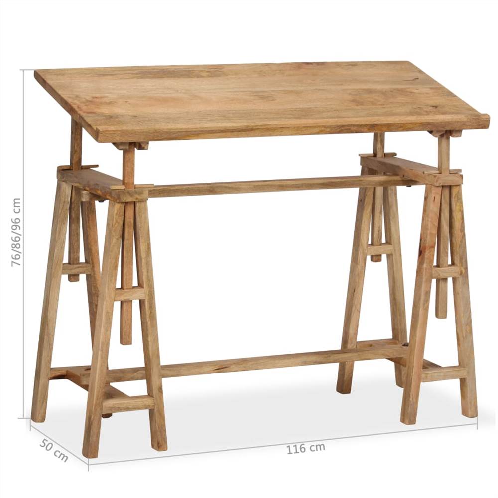 Drafting Table Solid Mango Wood 116x50x76 cm