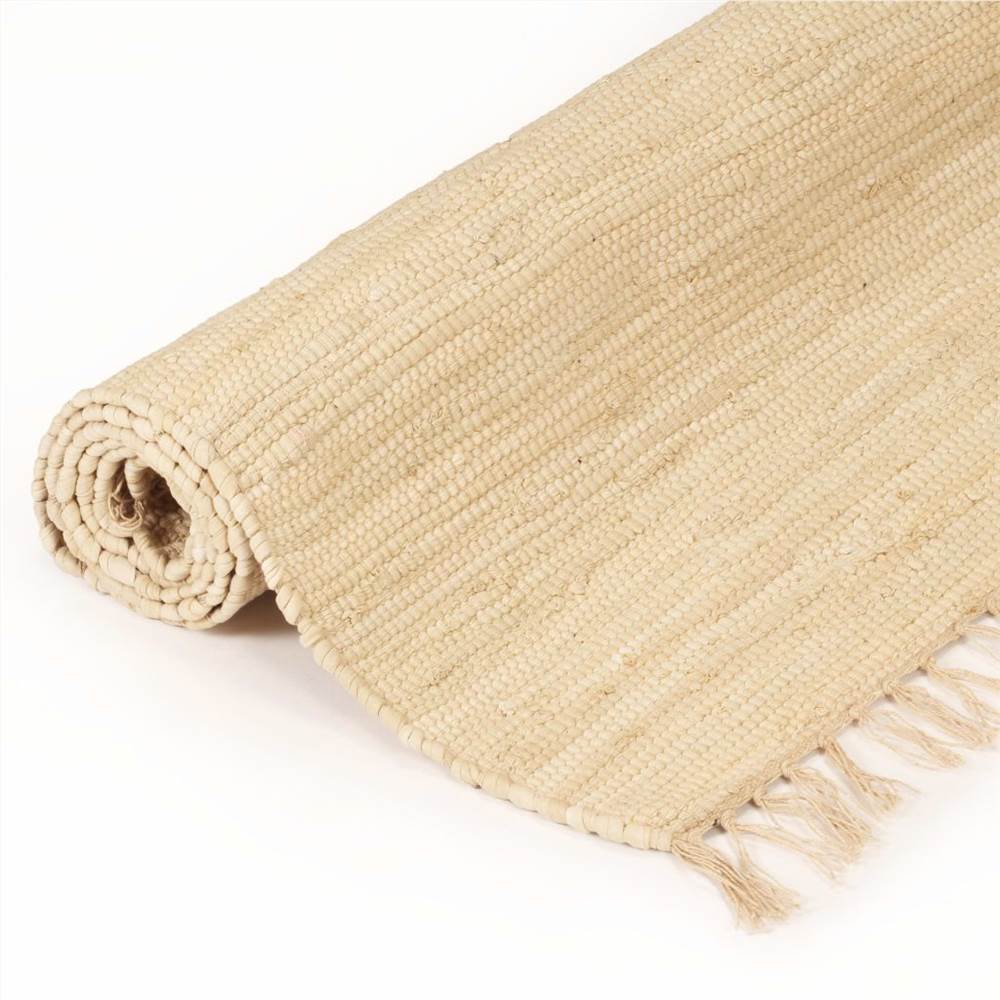 Hand-woven Chindi Rug Cotton 200x290 cm Cream