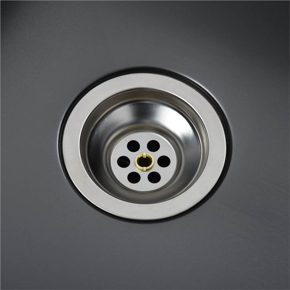 Handmade Kitchen Sink with Strainer Black Stainless Steel