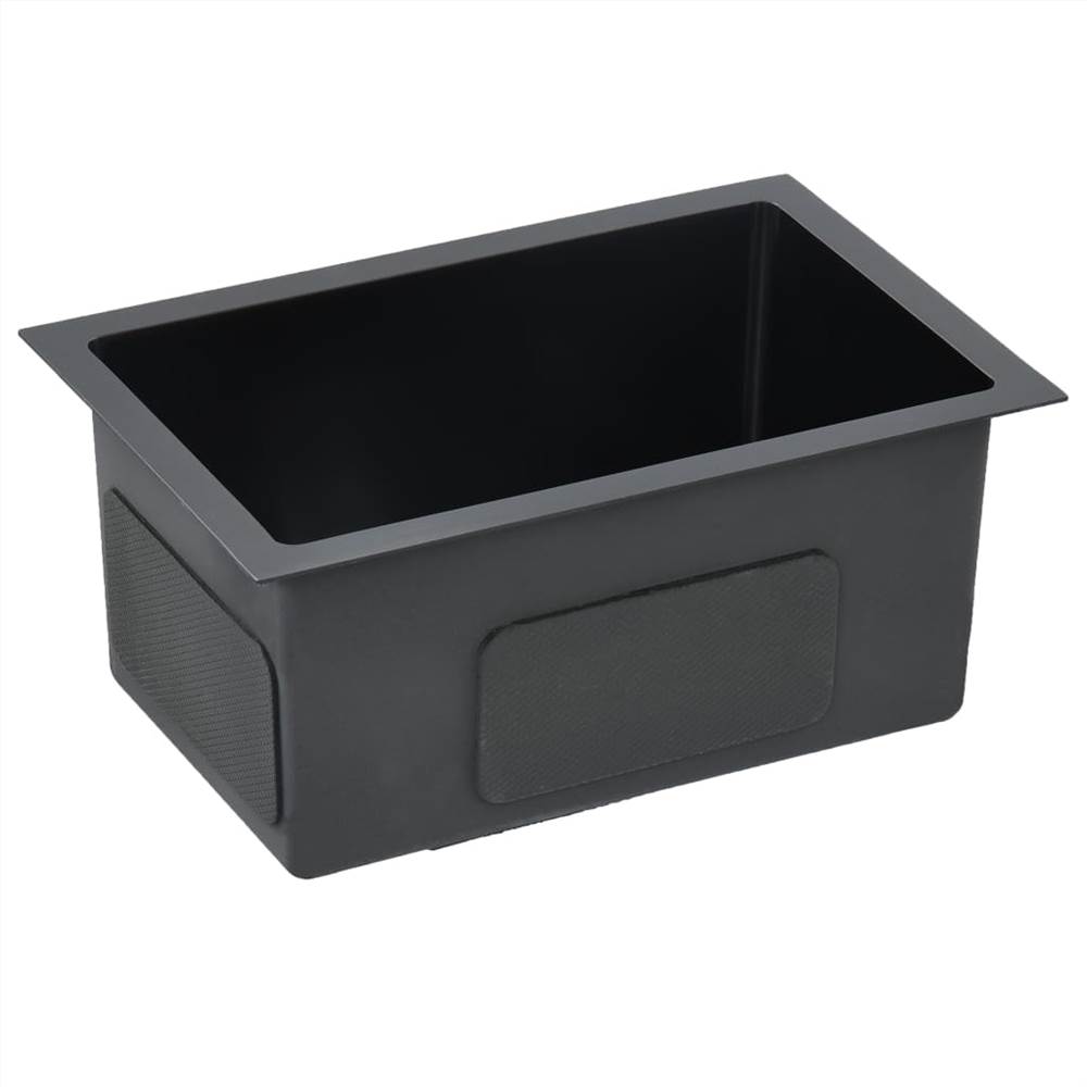 Handmade Kitchen Sink with Strainer Black Stainless Steel