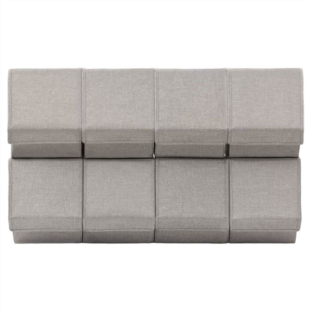 Stackable Storage Boxes with Lid Set of 8 pcs Fabric Grey