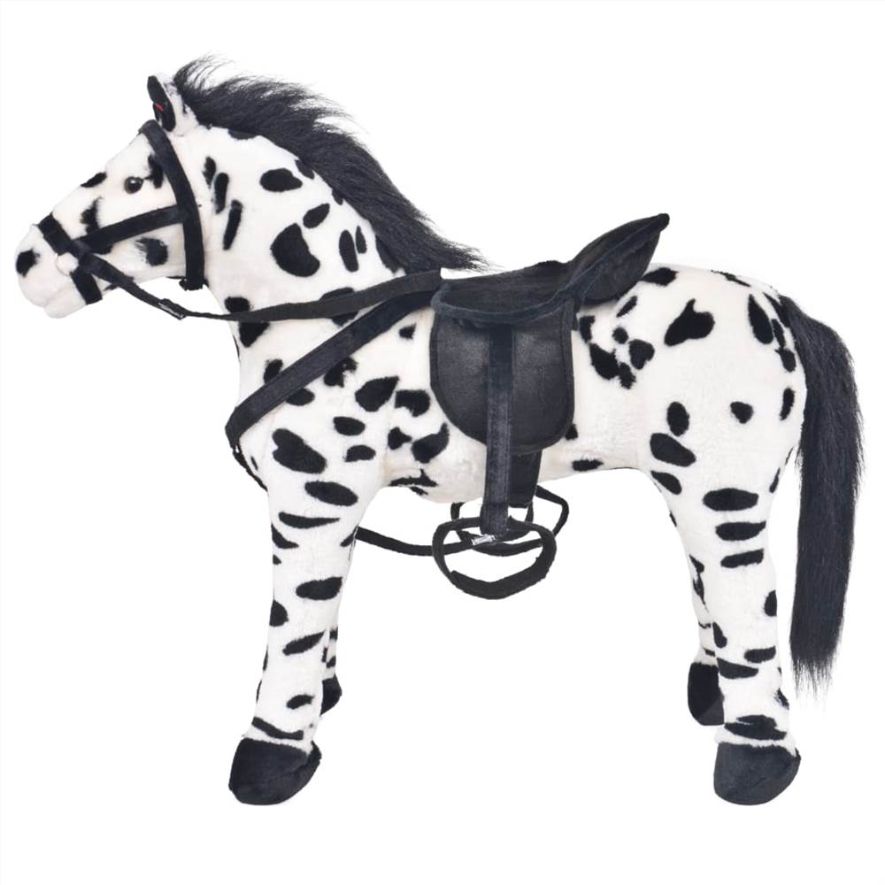 Standing Plush Toy Horse Black and White XXL