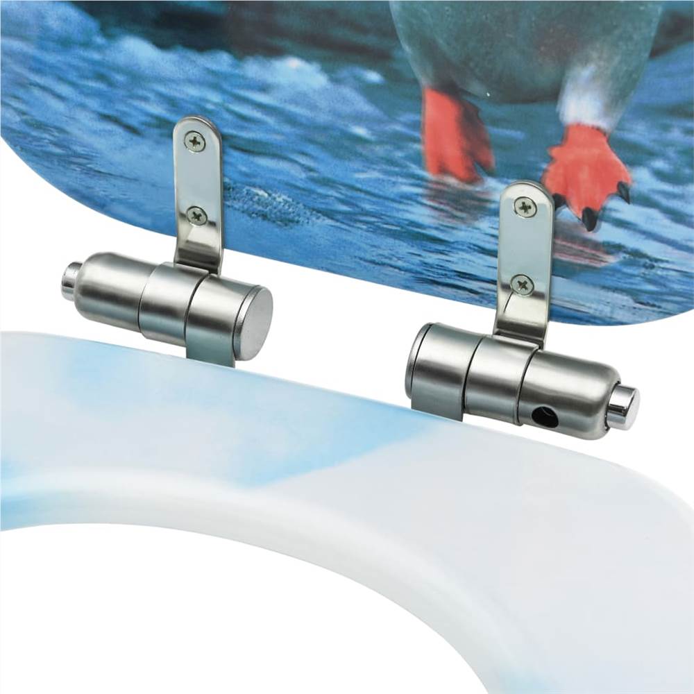 WC Toilet Seats with Soft Close Lid 2 pcs MDF Penguin Design