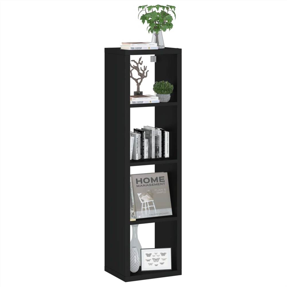 Wall Cube Shelf Black 37x29.5x134.5 cm MDF