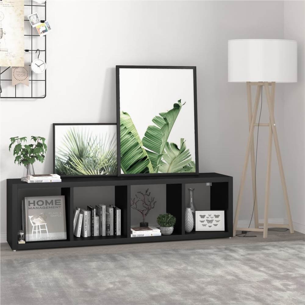 Wall Cube Shelf Black 37x29.5x134.5 cm MDF