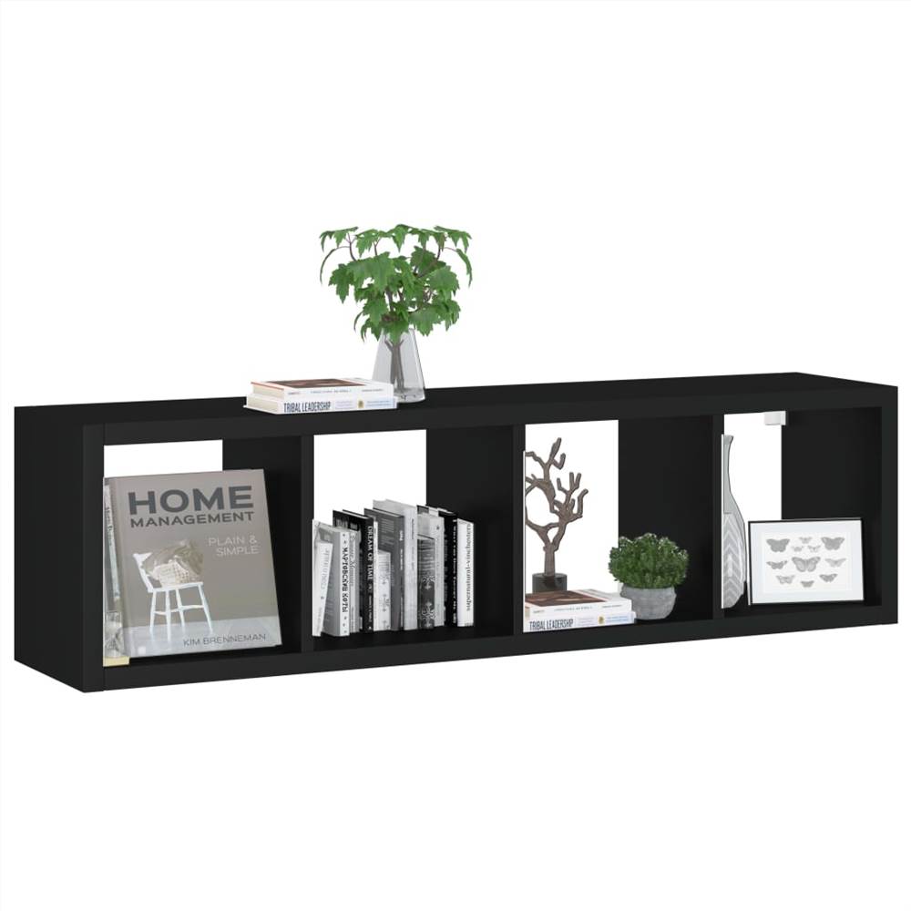 Wall Cube Shelf Black 37x29.5x134.5 cm MDF