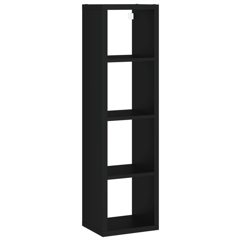 Wall Cube Shelf Black 37x29.5x134.5 cm MDF