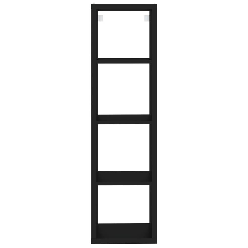 Wall Cube Shelf Black 37x29.5x134.5 cm MDF