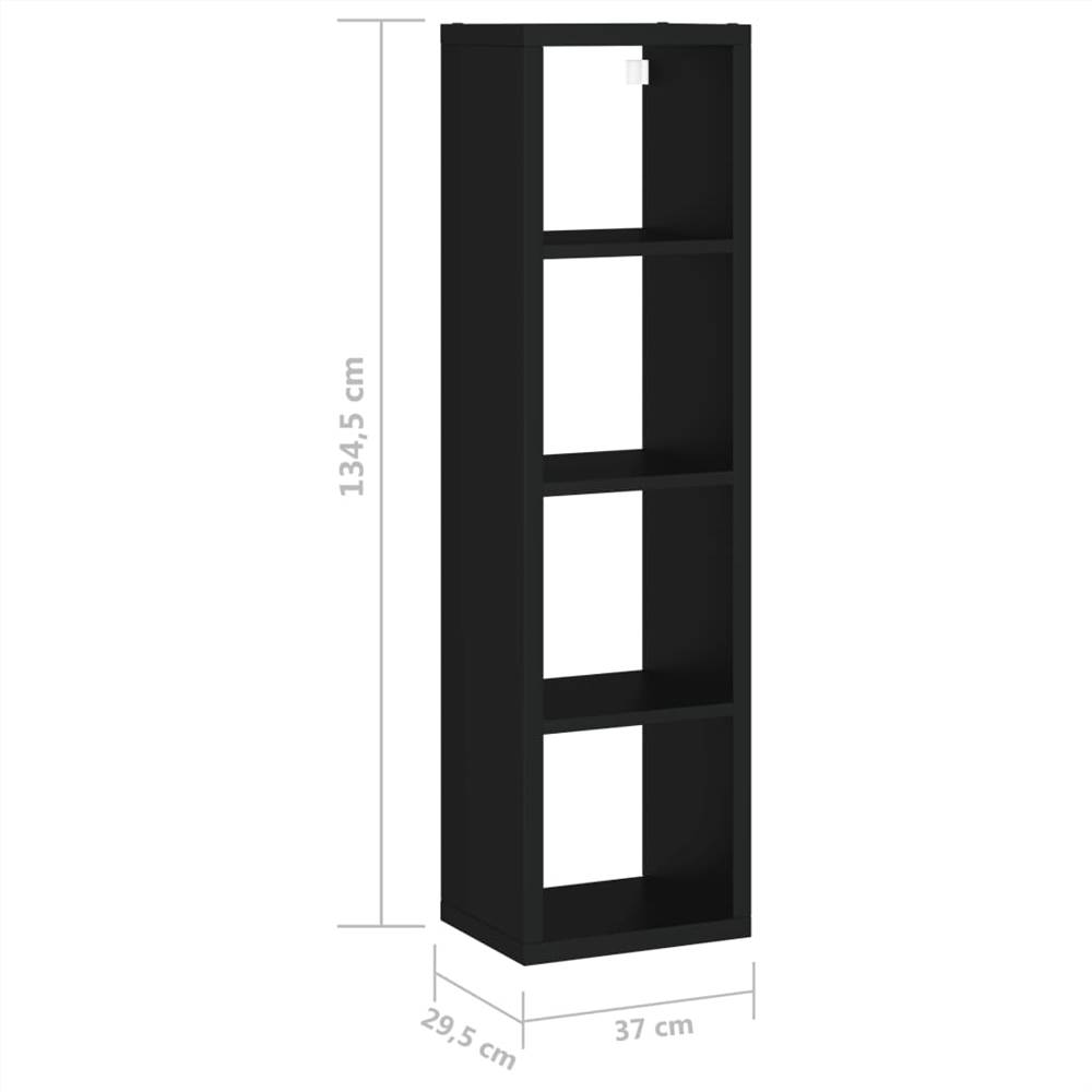 Wall Cube Shelf Black 37x29.5x134.5 cm MDF