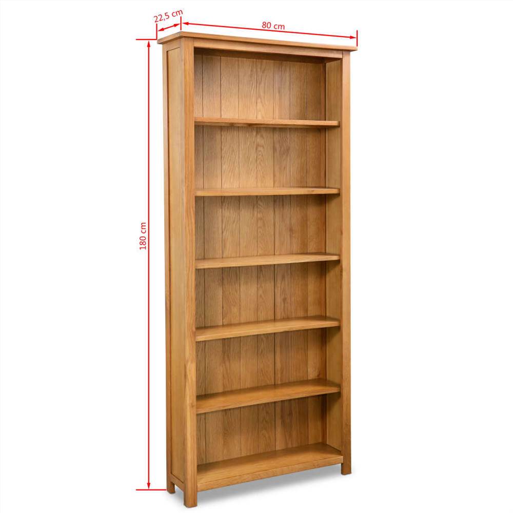 6-Tier Bookcase 80x22.5x180 cm Solid Oak Wood