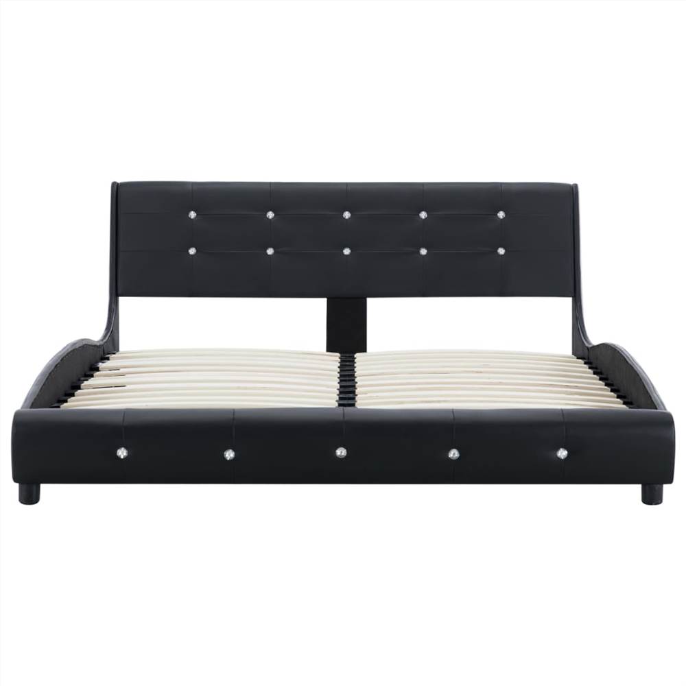 Bed Frame Black Faux Leather 135x190 cm