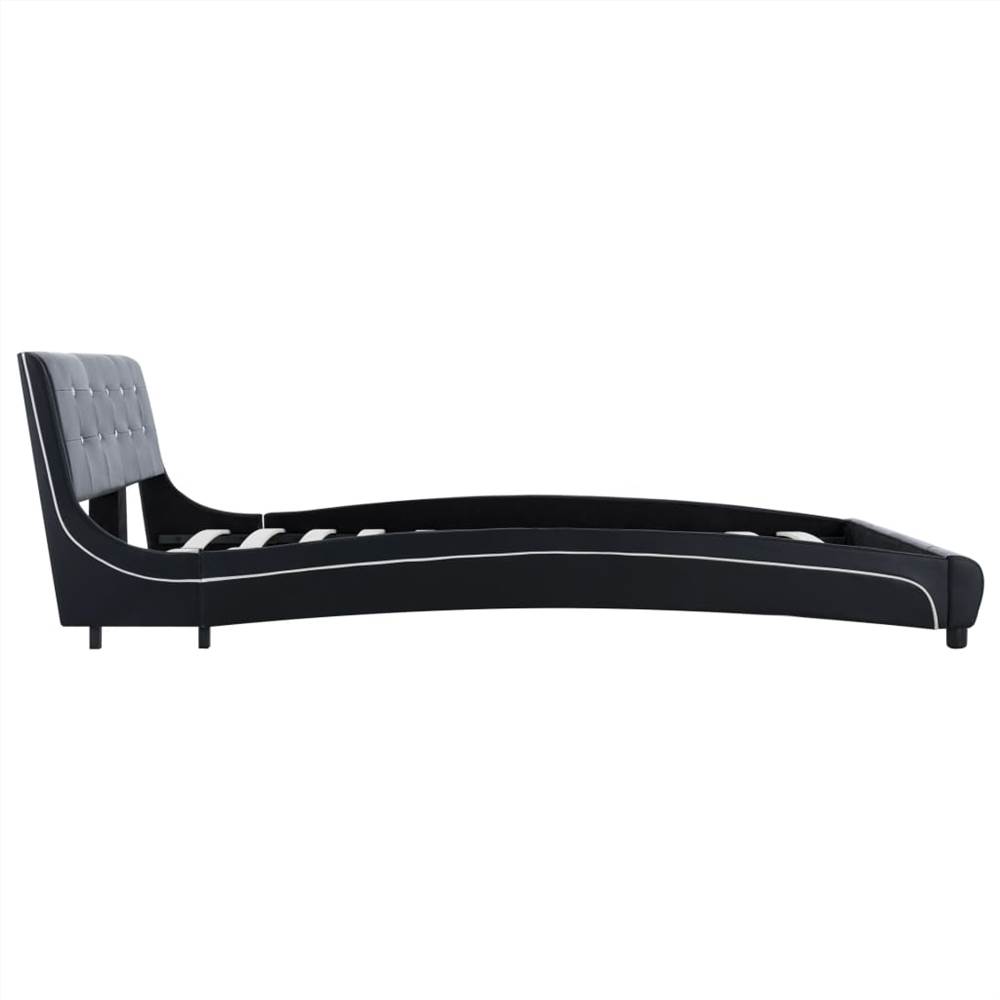 Bed Frame Black Faux Leather 135x190 cm
