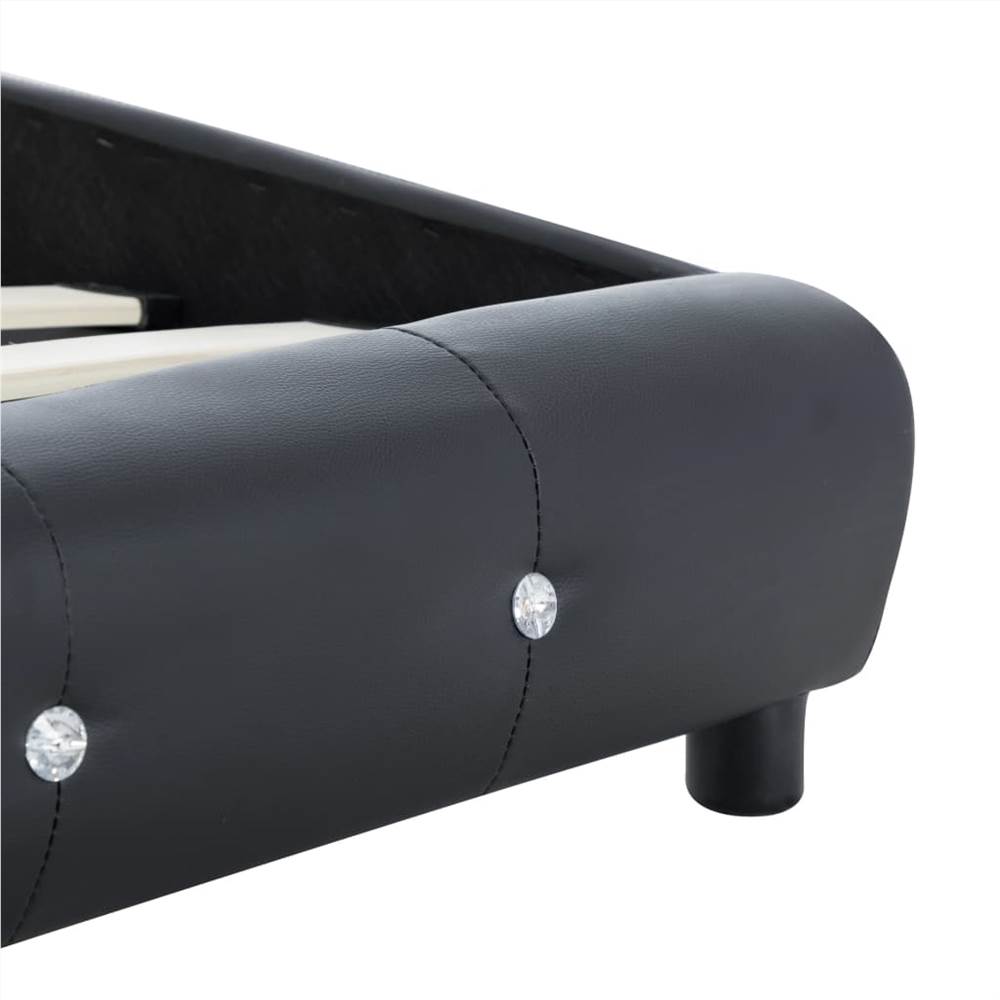 Bed Frame Black Faux Leather 135x190 cm