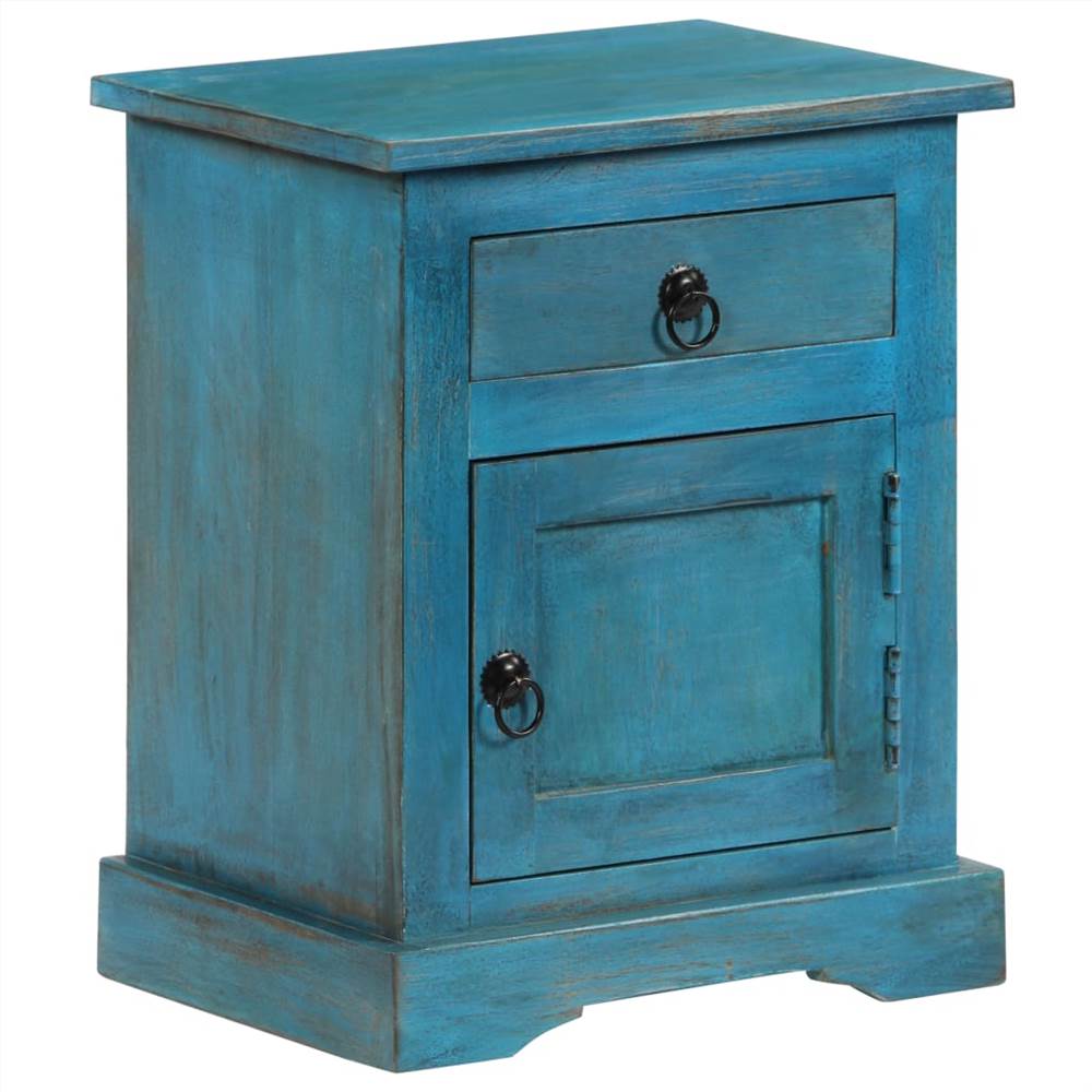 Bedside Table Solid Mango Wood 40x30x50 cm Blue