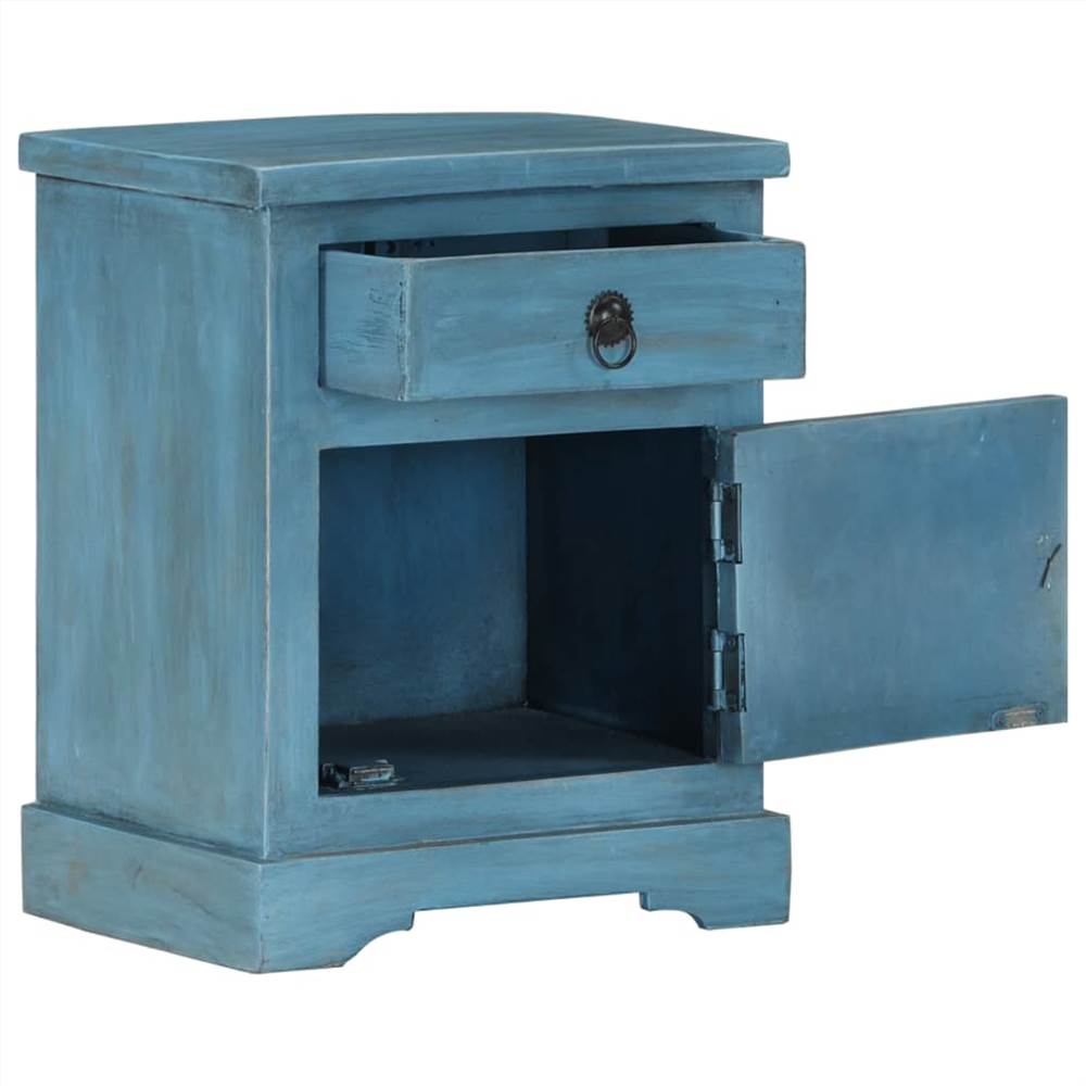 Bedside Table Solid Mango Wood 40x30x50 cm Blue