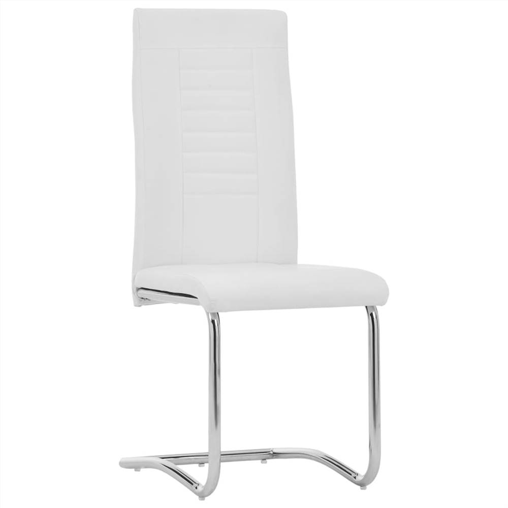 Cantilever Dining Chairs 2 pcs White Faux Leather