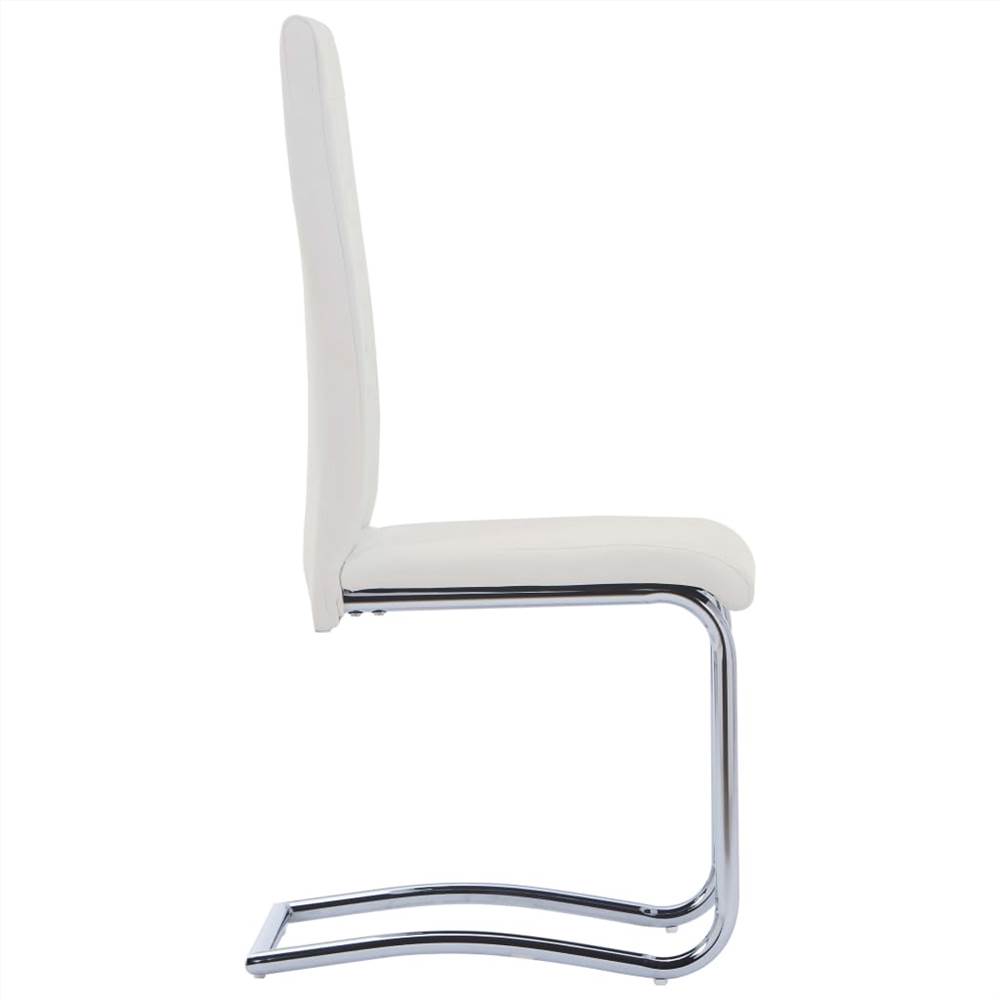 Cantilever Dining Chairs 2 pcs White Faux Leather
