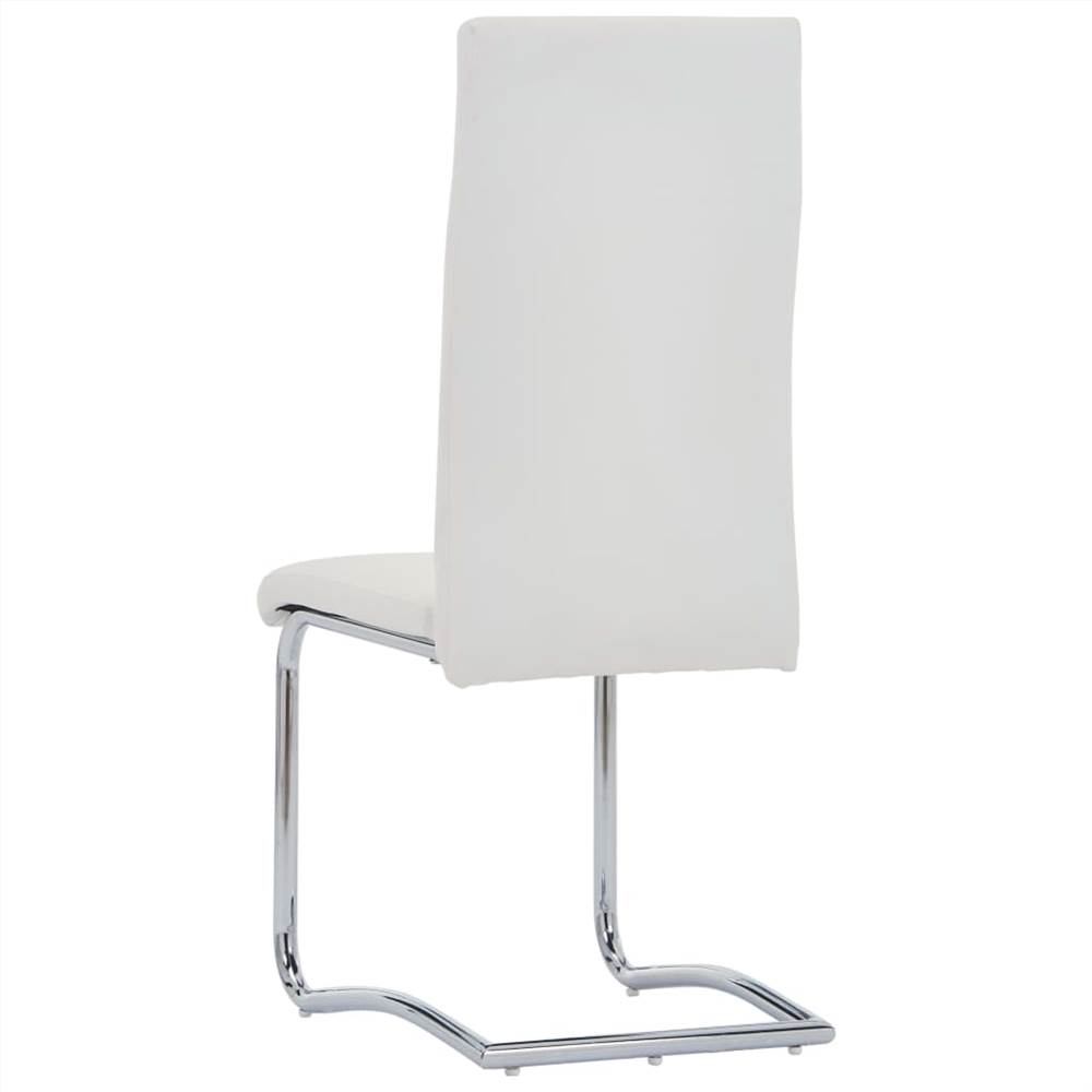 Cantilever Dining Chairs 2 pcs White Faux Leather