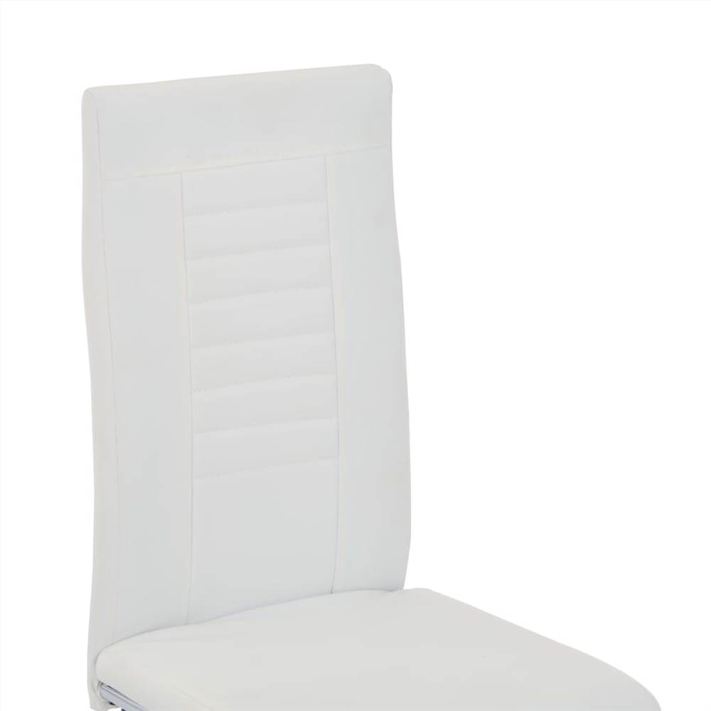 Cantilever Dining Chairs 2 pcs White Faux Leather