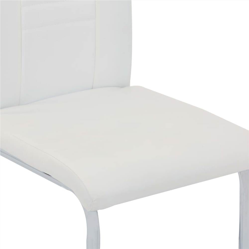 Cantilever Dining Chairs 2 pcs White Faux Leather